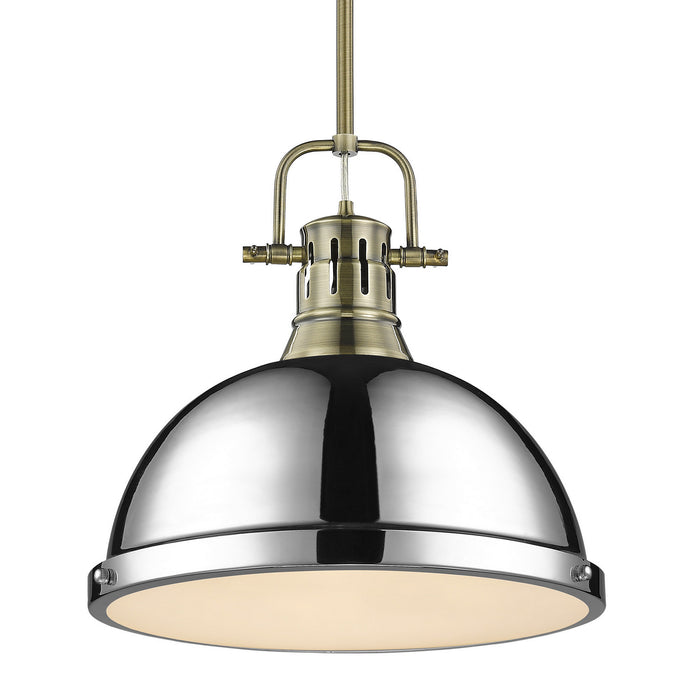 Golden - 3604-L AB-CH - One Light Pendant - Duncan - Aged Brass