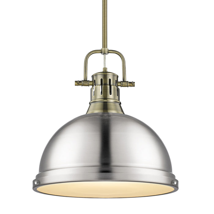 Golden - 3604-L AB-PW - One Light Pendant - Duncan - Aged Brass