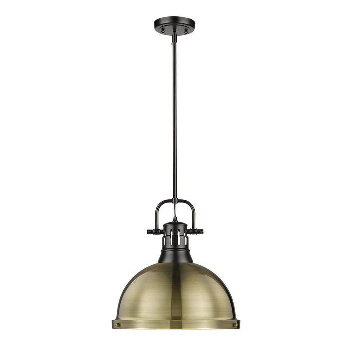 Golden - 3604-L BLK-AB - One Light Pendant - Duncan - Matte Black