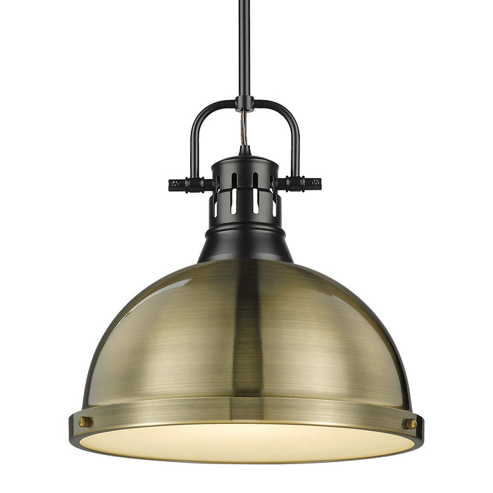 Golden - 3604-L BLK-AB - One Light Pendant - Duncan - Matte Black