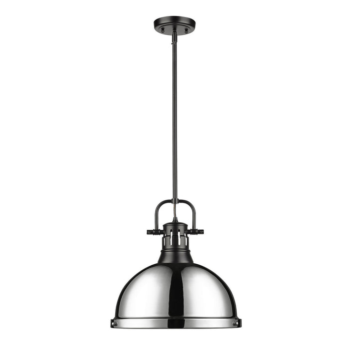 Golden - 3604-L BLK-CH - One Light Pendant - Duncan - Matte Black