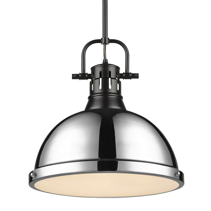 Golden - 3604-L BLK-CH - One Light Pendant - Duncan - Matte Black