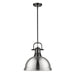 Golden - 3604-L BLK-PW - One Light Pendant - Duncan - Matte Black