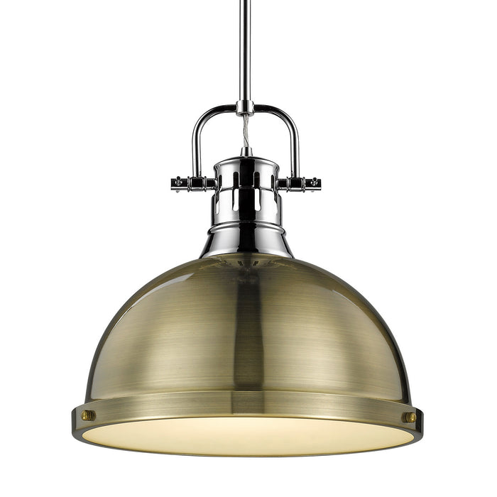 Golden - 3604-L CH-AB - One Light Pendant - Duncan - Chrome