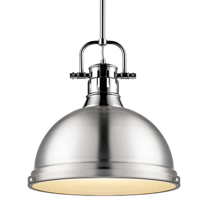 Golden - 3604-L CH-PW - One Light Pendant - Duncan - Chrome