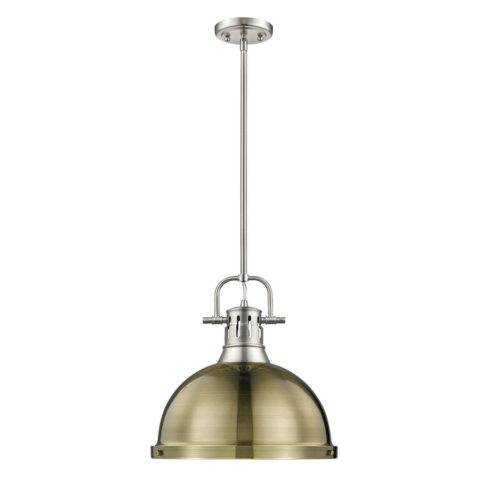 Golden - 3604-L PW-AB - One Light Pendant - Duncan - Pewter