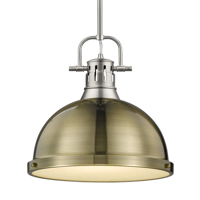 Golden - 3604-L PW-AB - One Light Pendant - Duncan - Pewter