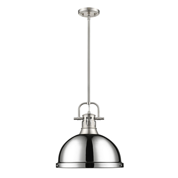 Golden - 3604-L PW-CH - One Light Pendant - Duncan - Pewter
