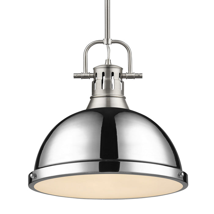 Golden - 3604-L PW-CH - One Light Pendant - Duncan - Pewter