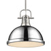 Golden - 3604-L PW-CH - One Light Pendant - Duncan - Pewter