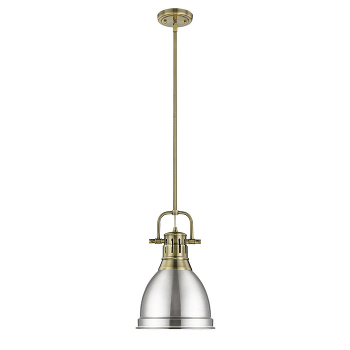 Golden - 3604-S AB-PW - One Light Pendant - Duncan - Aged Brass