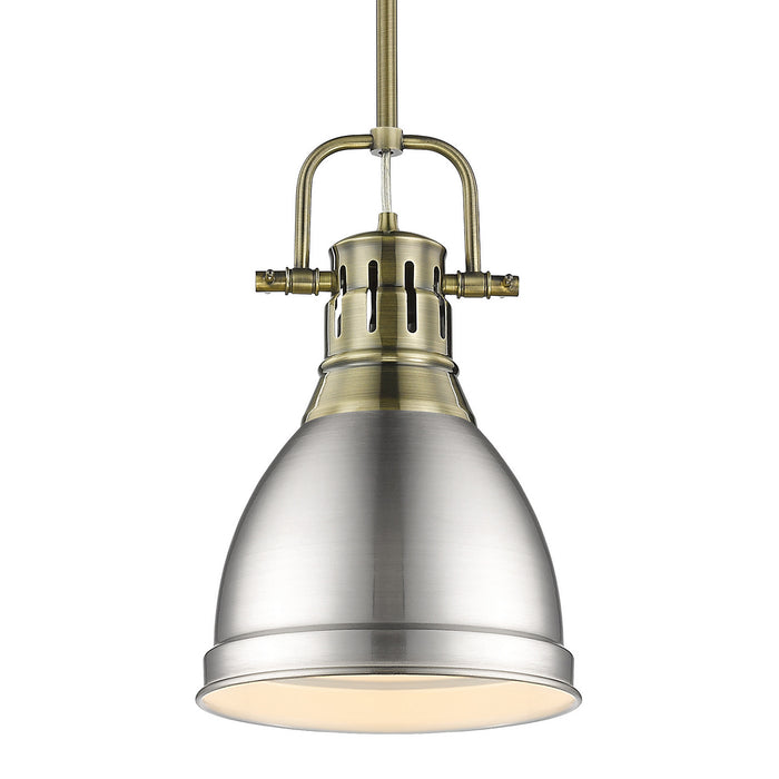 Golden - 3604-S AB-PW - One Light Pendant - Duncan - Aged Brass