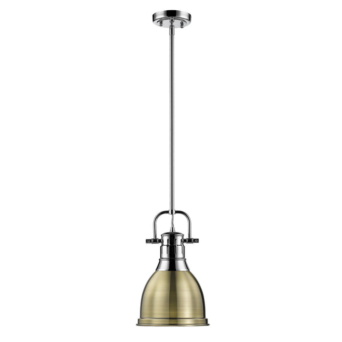 Golden - 3604-S CH-AB - One Light Pendant - Duncan - Chrome