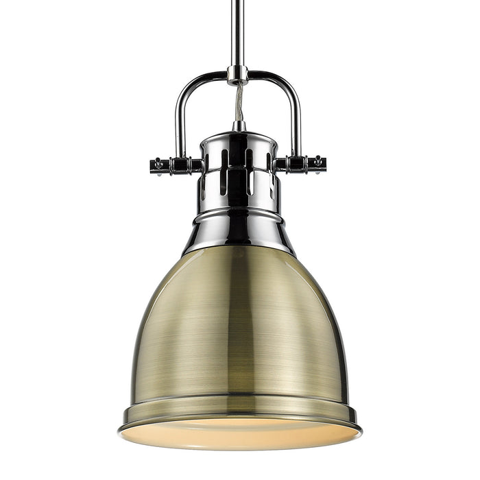 Golden - 3604-S CH-AB - One Light Pendant - Duncan - Chrome