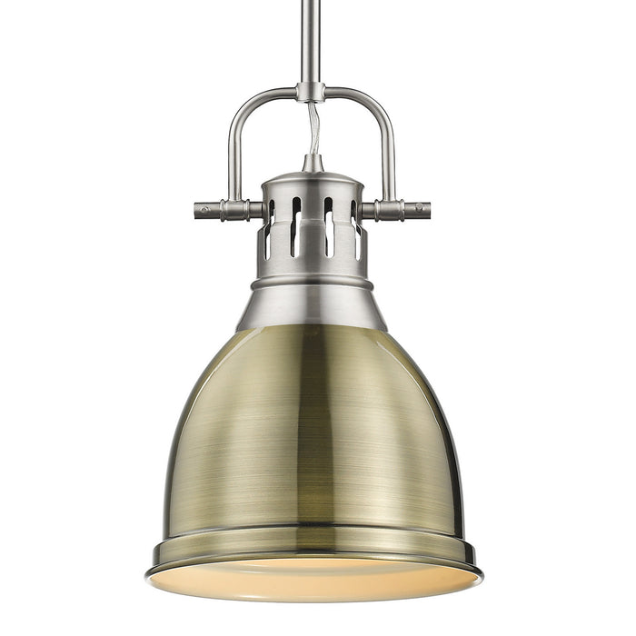 Golden - 3604-S PW-AB - One Light Pendant - Duncan - Pewter