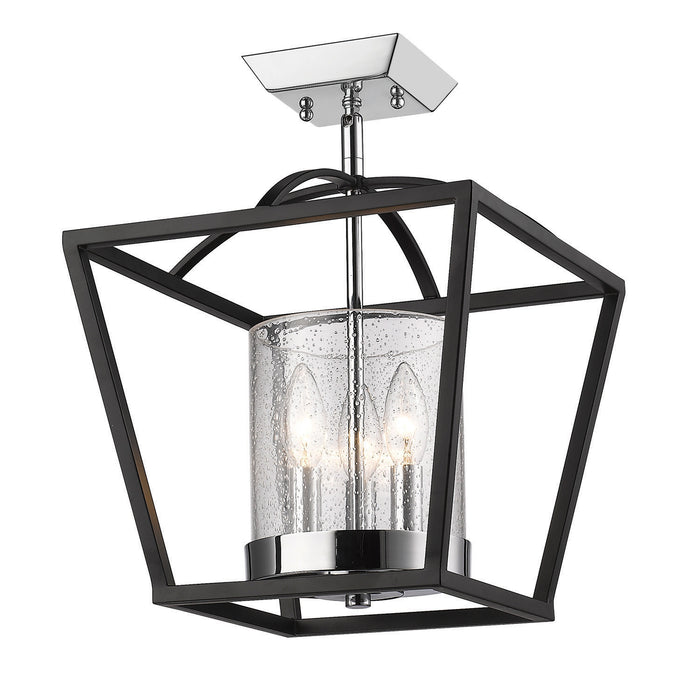 Golden - 4309-M3 BLK-SD - Three Light Mini Chandelier - Mercer - Matte Black