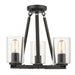 Golden - 7041-SF BLK-CLR - Three Light Semi-Flush Mount - Monroe - Matte Black