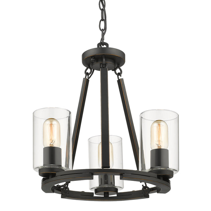 Golden - 7041-SF BLK-CLR - Three Light Semi-Flush Mount - Monroe - Matte Black