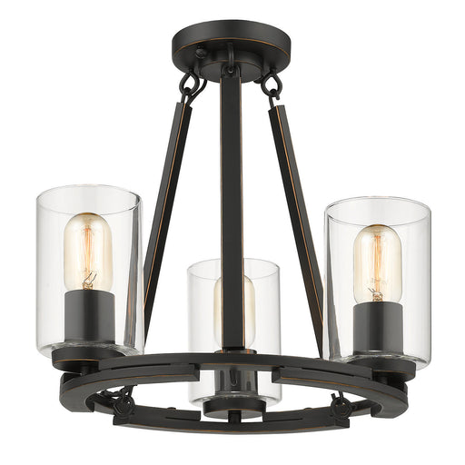 Monroe Three Light Semi-Flush Mount Matte Black