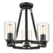Golden - 7041-SF BLK-CLR - Three Light Semi-Flush Mount - Monroe - Matte Black