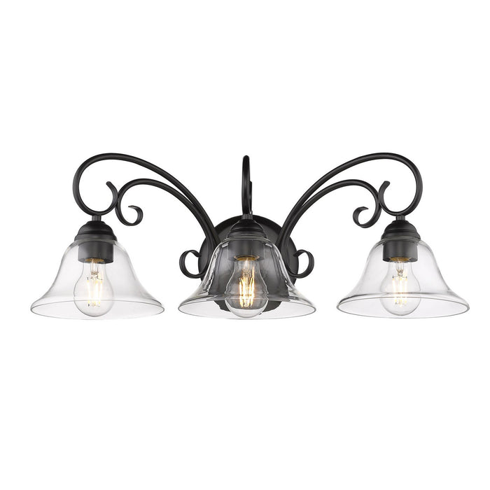 Golden - 8606-BA3 BLK-CLR - Three Light Vanity Light - Homestead - Matte Black
