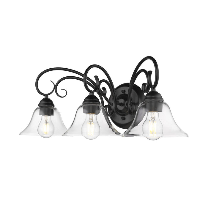 Golden - 8606-BA3 BLK-CLR - Three Light Vanity Light - Homestead - Matte Black