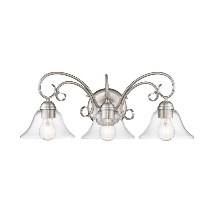 Golden - 8606-BA3 PW-CLR - Three Light Vanity Light - Homestead - Pewter