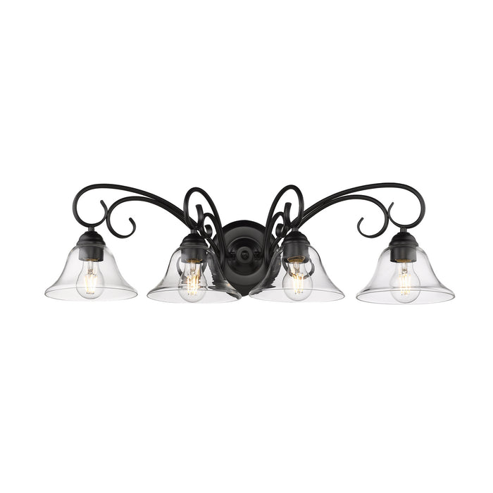 Golden - 8606-BA4 BLK-CLR - Four Light Vanity - Homestead - Matte Black