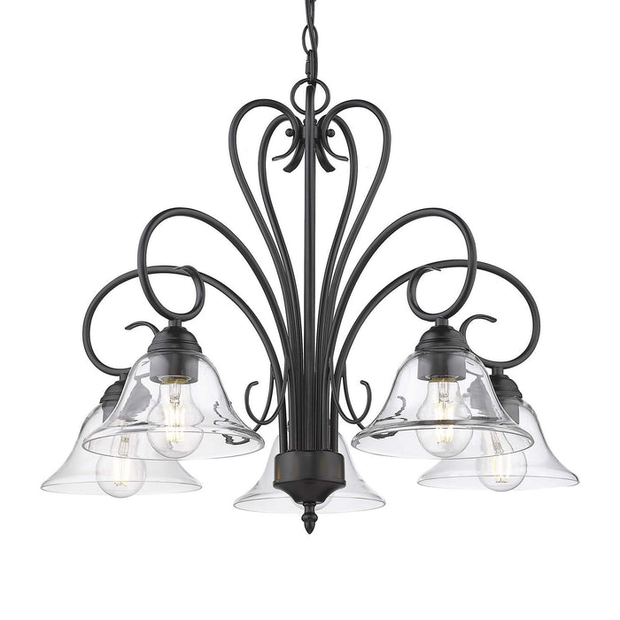 Golden - 8606-D5 BLK-CLR - Five Light Chandelier - Homestead - Matte Black