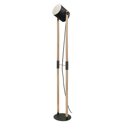 Hornwood One Light Floor Lamp Black & Natural Wood