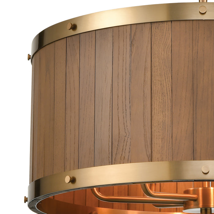 ELK Home - 33376/6 - Six Light Chandelier - Wooden Barrel - Satin Brass
