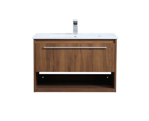 Kasper Single Bathroom Floating Vanity Walnut Brown