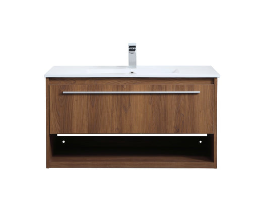 Kasper Single Bathroom Floating Vanity Walnut Brown