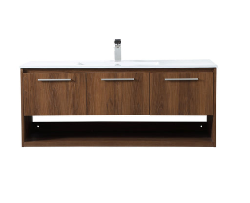 Kasper Single Bathroom Floating Vanity Walnut Brown
