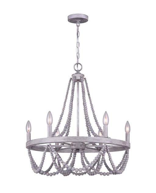 Canarm - ICH1001A06BGY23 - Six Light Chandelier - Kipling - Brushed Grey With Real Wooden Beads
