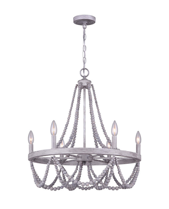 Canarm - ICH1001A06BGY23 - Six Light Chandelier - Kipling - Brushed Grey With Real Wooden Beads