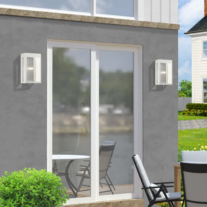 Livex Lighting - 27413-91 - One Light Outdoor Wall Lantern - Lafayette - Brushed Nickel w/ Hammered Polished Nickel Panels