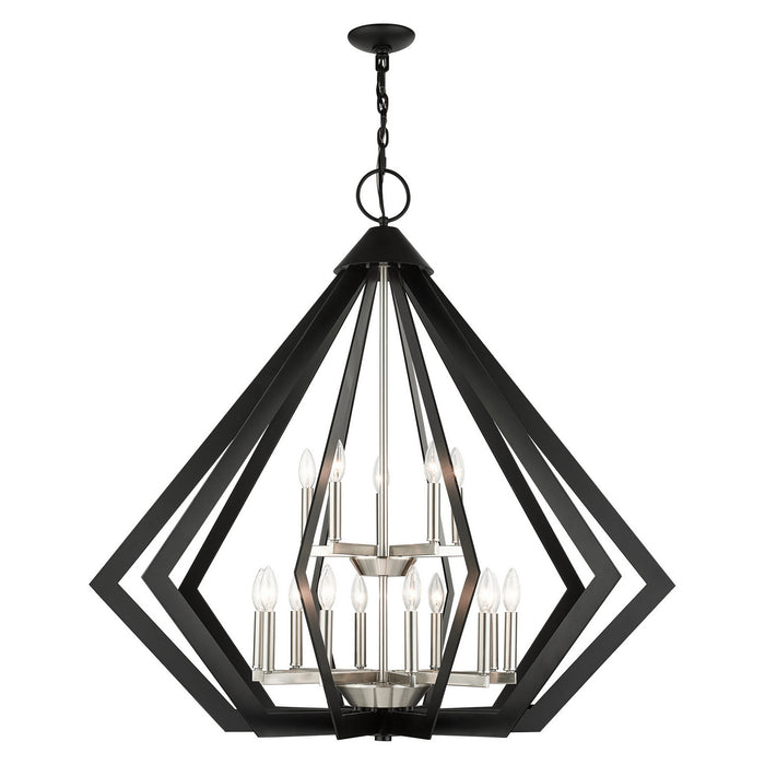 Livex Lighting - 40928-04 - 15 Light Foyer Chandelier - Prism - Black w/ Brushed Nickel Cluster