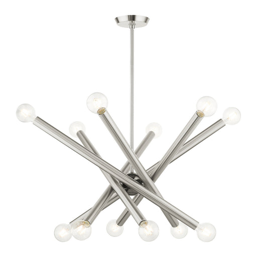 Livex Lighting - 45586-91 - 12 Light Chandelier - Stafford - Brushed Nickel w/ Black Chromes