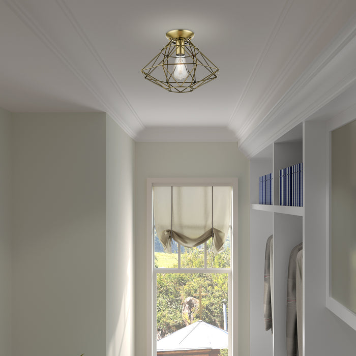 Livex Lighting - 46248-01 - One Light Flush Mount - Geometric - Antique Brass