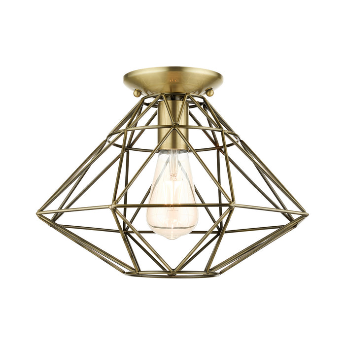 Livex Lighting - 46248-01 - One Light Flush Mount - Geometric - Antique Brass