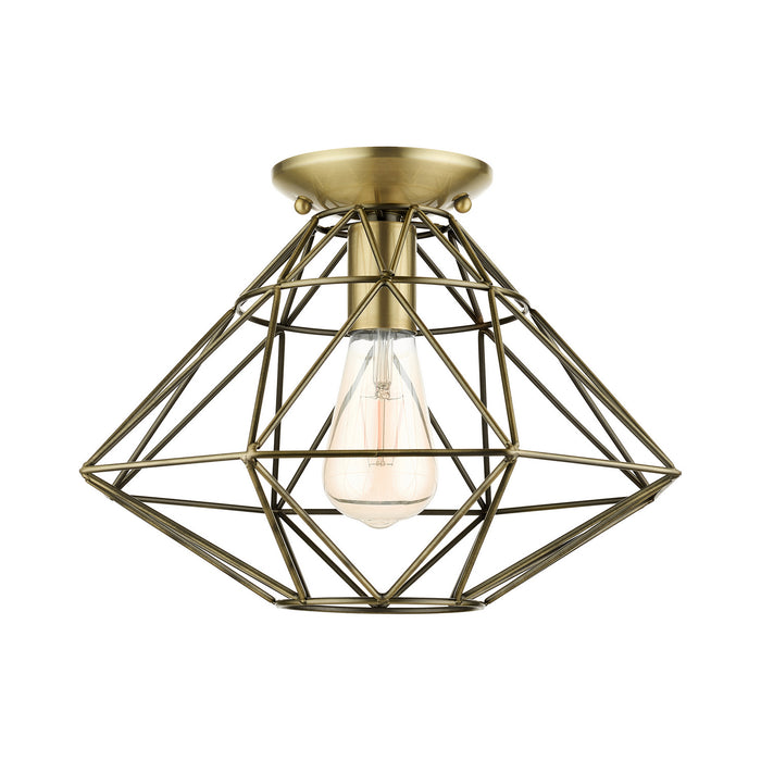 Livex Lighting - 46248-01 - One Light Flush Mount - Geometric - Antique Brass