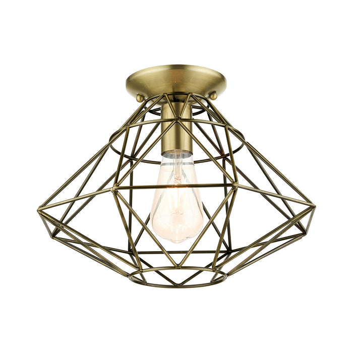 Livex Lighting - 46248-01 - One Light Flush Mount - Geometric - Antique Brass