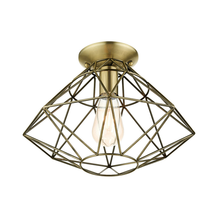 Livex Lighting - 46248-01 - One Light Flush Mount - Geometric - Antique Brass