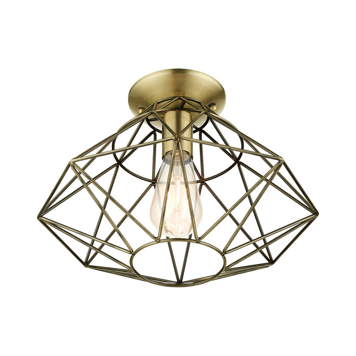 Livex Lighting - 46248-01 - One Light Flush Mount - Geometric - Antique Brass