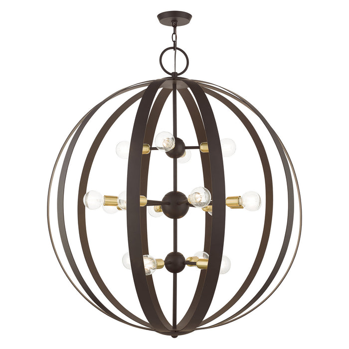 Livex Lighting - 46418-07 - 16 Light Foyer Chandelier - Modesto - Bronze w/ Satin Brasss