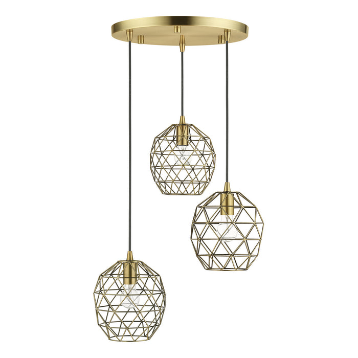 Livex Lighting - 46593-01 - Three Light Pendant - Paxten - Antique Brass