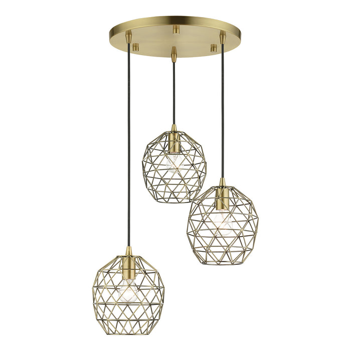 Livex Lighting - 46593-01 - Three Light Pendant - Paxten - Antique Brass