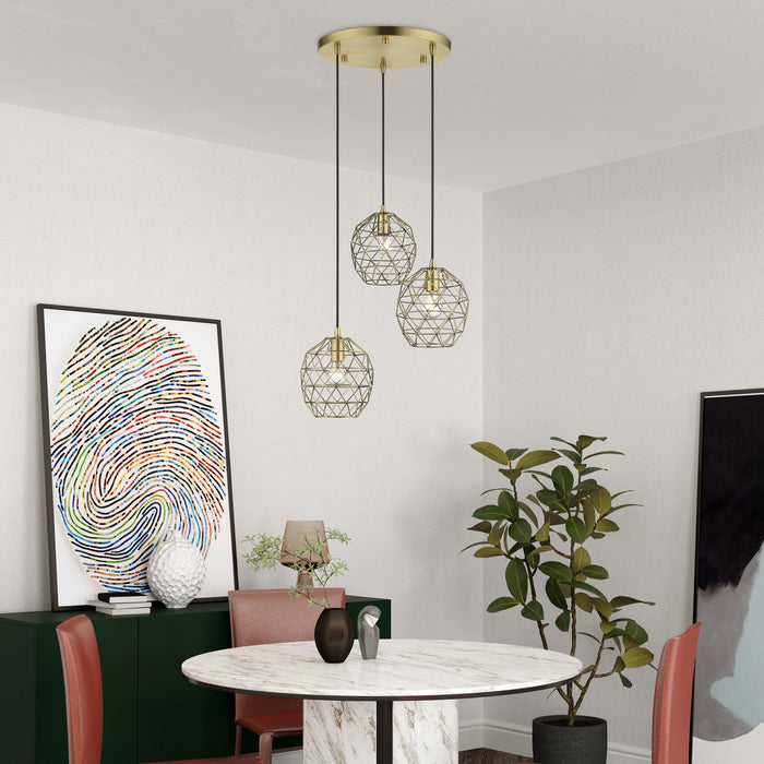 Livex Lighting - 46593-01 - Three Light Pendant - Paxten - Antique Brass