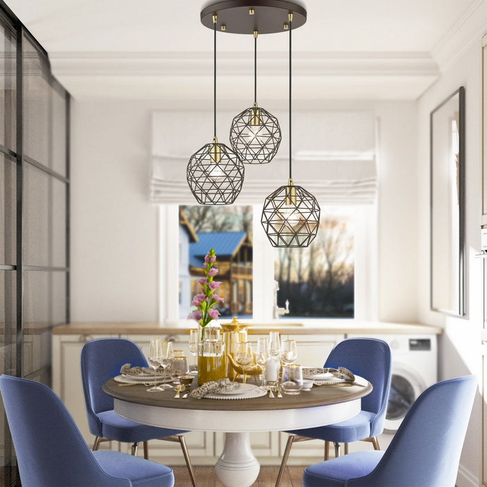 Livex Lighting - 46593-07 - Three Light Pendant - Paxten - Bronze w/ Antique Brasss